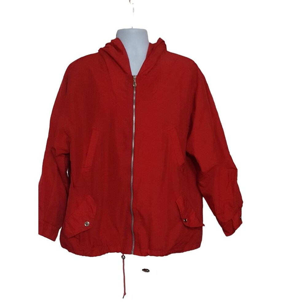 Kaos Sport Vintage Mens XL Windbreaker Red Full Zip Pockets Hooded
